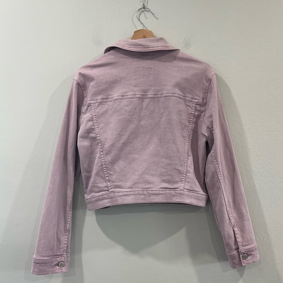 Hollister Women’s Lavender Crop Denim Jacket Sz Medium - Picture 3 of 6